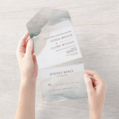 Elegante Abstrakte Wasserfarbenprägung All In One Einladung (Abreißen)