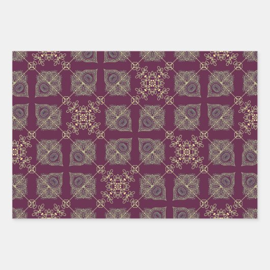 Elegante Abstrakte Weihnachten, Pflaume, Tan, Geschenkpapier Set (Vorderseite)