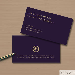 Elegante Accounting Services Gold Compass-Logo Visitenkarte