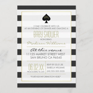 Elegante Ace of Spades on Stripes Baby Dusche Einladung