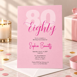 elegante Achtzig Blush Pink 80. Geburtstagsfeier Einladung