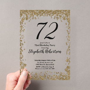 Elegante Acryl-Einladung zum 72. Geburtstag mit Go Acryleinladungen