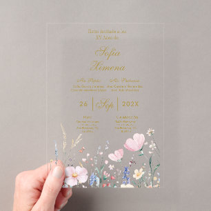 Elegante Acryl-Einladung zur Quinceañera Acryleinladungen