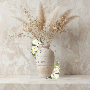 Elegante Acryl-Hochzeits-Einladung mit Blumenmotiv Acryleinladungen