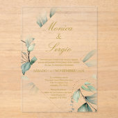 Elegante Acrylhochzeit Einladung auf Spanisch (Vorderseite)