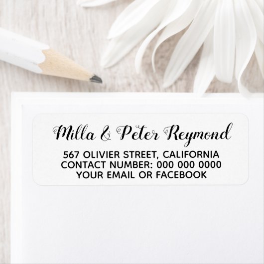 Elegante Adressinformationen Schwarz-weiß (Insitu)