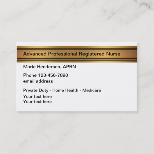 Elegante Advanced Nurse Practitioner Visitenkarte (Vorderseite)