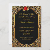 Elegante Affair Rote Rose Dress Tuxedo Gold Geburt Einladung (Rückseite)