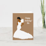 Elegante African American Sister Birthday Card Karte<br><div class="desc">Diese luftige Blumenkarte zeigt eine afroamerikanische Rose mit einem wunderschönen weißen Ziegenkleid. Schicken Sie Ihrer Schwester eine herzliche Karte,  die genau das ausdrückt,  was Sie gewollt haben zu sagen.</div>