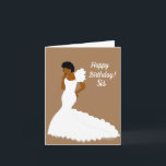 Elegante African American Sister Birthday Card Karte<br><div class="desc">Diese luftige Blumenkarte zeigt eine afroamerikanische Rose mit einem wunderschönen weißen Ziegenkleid. Schicken Sie Ihrer Schwester eine herzliche Karte,  die genau das ausdrückt,  was Sie gewollt haben zu sagen.</div>