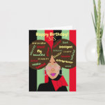 Elegante African American Sister Birthday Card Karte<br><div class="desc">Diese einzigartige Geburtstagskarte zeigt ein afrikanisches amerikanisches Mädchen mit zwei Afro Puffs und Wortkunst. Schicken Sie Ihrer Schwester eine herzliche Karte,  die genau das ausdrückt,  was Sie gewollt haben zu sagen.</div>