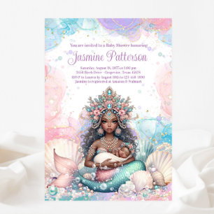 Elegante African Mermaid Mama Baby Shower Einladung