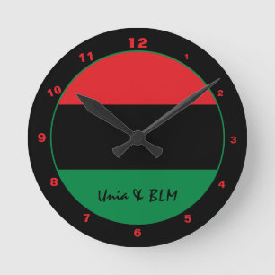 Elegante afrikanische Flagge & Unia Symbol / Desig Runde Wanduhr