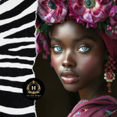 Elegante afrikanische Frau Burgund Blumendekoupage Seidenpapier