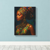 Elegante afrikanische Frau in traditionellem Attra Leinwanddruck (Insitu (Holzboden))