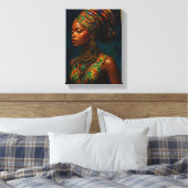 Elegante afrikanische Frau in traditionellem Attra Leinwanddruck (Insitu (Schlafzimmer))