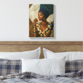 Elegante afrikanische Frau mit Blue Headwrap Leinwanddruck (Insitu (Schlafzimmer))