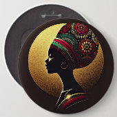 Elegante afrikanische Portrait-Illustration Button (Vorne & Hinten)