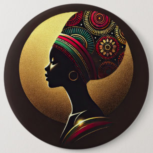 Elegante afrikanische Portrait-Illustration Button