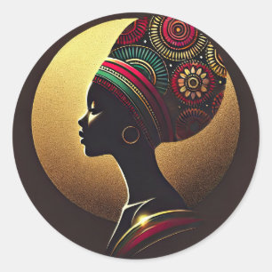 Elegante afrikanische Portrait-Illustration Runder Aufkleber