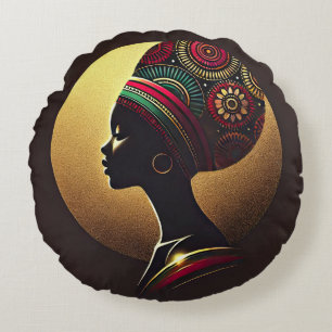 Elegante afrikanische Portrait-Illustration Rundes Kissen