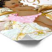 Elegante afrikanische Prinzessin White & Gold Marm Poster (Ecke)