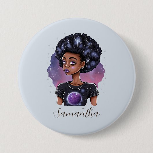 Elegante Afro-Frau Button (Vorderseite)