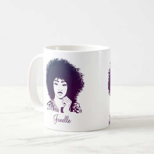 Elegante Afro-Frau Kaffeetasse (Vorderseite Links)