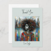 Elegante afroamerikanische Frau Flat Danke Karte (Vorne/Hinten)