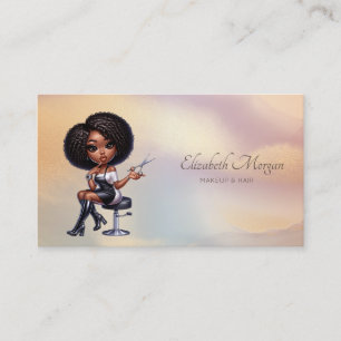 Elegante afroamerikanische Friseurin Bunt Visitenkarte