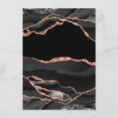 Elegante Agate Black Rose Gold Hochzeitsempfang Begleitkarte (Rückseite)