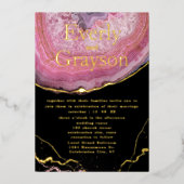 Elegante Agate Blush Pink & Gold Hochzeit Folieneinladung (Vorderseite)