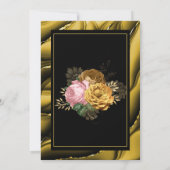 Elegante Agate Gold Black Floral Wedding Save The Date (Rückseite)