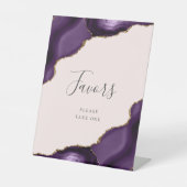Elegante Agate Lila Gold Blush Gastgeschenke Hochz Sockelschild (Vorderseite)