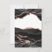 Elegante Agate Schwarz-weiß Rose Gold Wedding RSVP Karte (Rückseite)