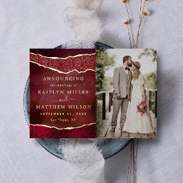 Elegante Agate Wedding Foto Announcement Cards Folieneinladung