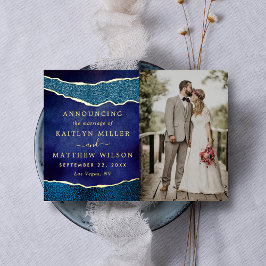 Elegante Agate Wedding Foto Announcement Cards Folieneinladung