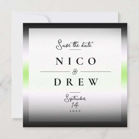Elegante Agender Pride Wedding Save The Date (Vorderseite)