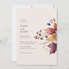 Elegante Ahornblatt Herbst Hochzeitseinladung Einladung