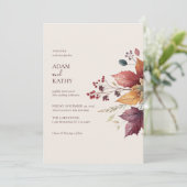 Elegante Ahornblatt Herbst Hochzeitseinladung Einladung (Stehend Vorderseite)