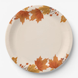 Elegante Ahornblätter-Hochzeit im Herbst Pappteller