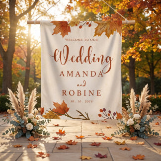 Elegante Ahornblätter-Hochzeit im Herbst Wandteppich