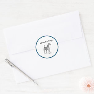 Elegante Airedale-Terrier-Zeichnung Runder Aufkleber