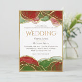 Elegante Alcohol Ink Red Green Holiday Wedding Einladung (Stehend Vorderseite)