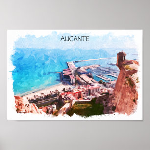 Elegante Alicante Spanien Panorama Poster
