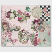 Elegante Alice im Wunderland Rosa Geschenkpapier (Flach)