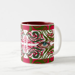 Elegante Alien Pattern Blau Mit Augen Zweifarbige Tasse