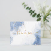 Elegante Alkohol Tinte Gold Blue White Vielen Dank Postkarte (Stehend Vorderseite)