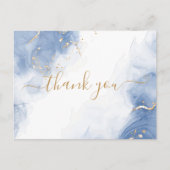 Elegante Alkohol Tinte Gold Blue White Vielen Dank Postkarte (Vorderseite)