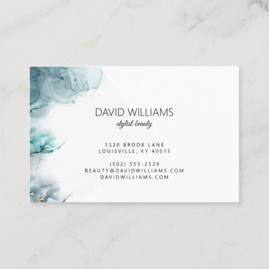 Elegante Alkoholfarbe mit goldenen Glitzer Visitenkarte (Rückseite)